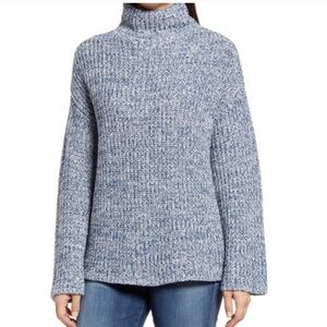 Caslon Shaker Mock Neck Sweater Blue Size XS